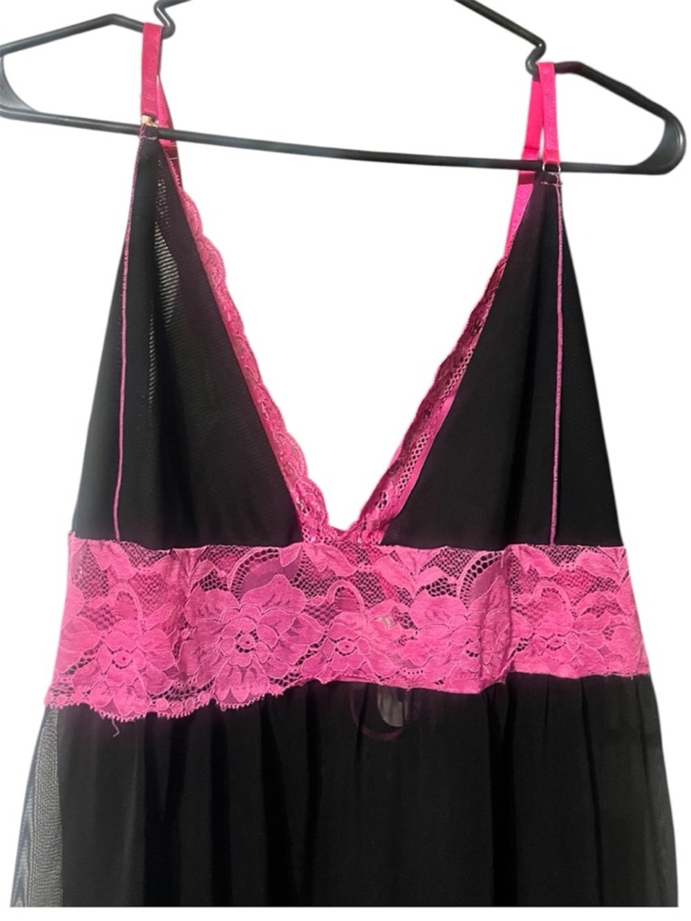 Sexy Black with Pink Lace Nighty - Picture 3 of 5